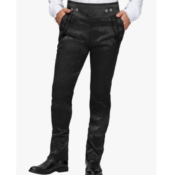 Spooktacular Creations Men Dark Gothic Pants | NWOT | Brocade & Silver Buttons - Picture 1 of 11